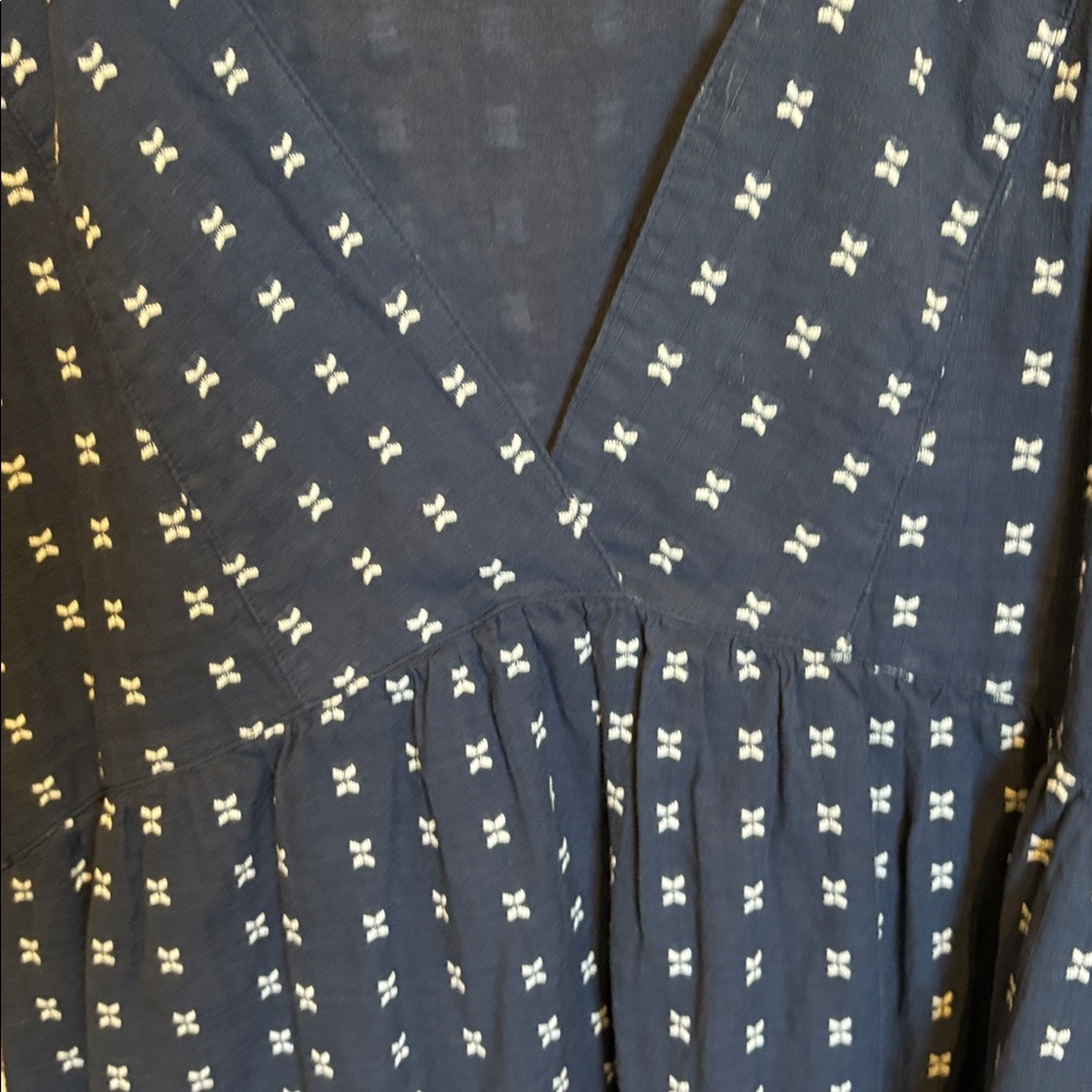 Madewell Dark Blue V-Neck Dress with Light Pattern - Picture 3 of 3
